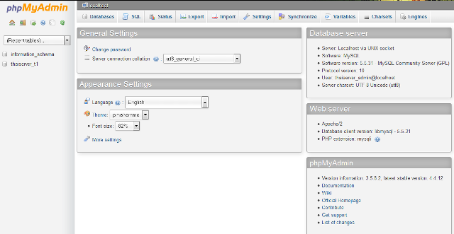 Thaisite : phpMyadmin