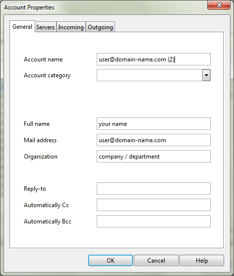 Opera Mail : Account Properties