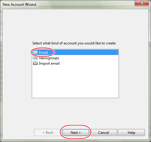 Opera Mail : New Account Wizard